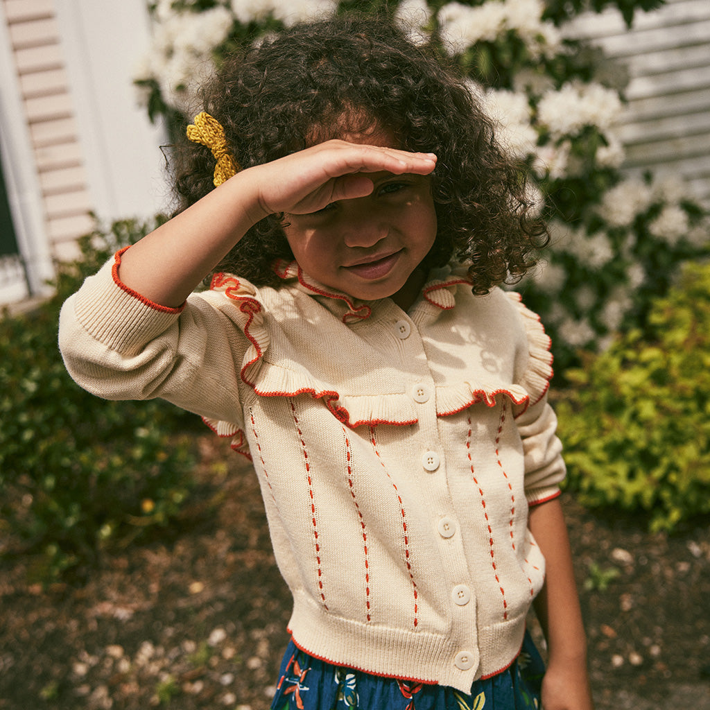 Misha & Puff Baby Hooded Ruffle Cardigan String Cream