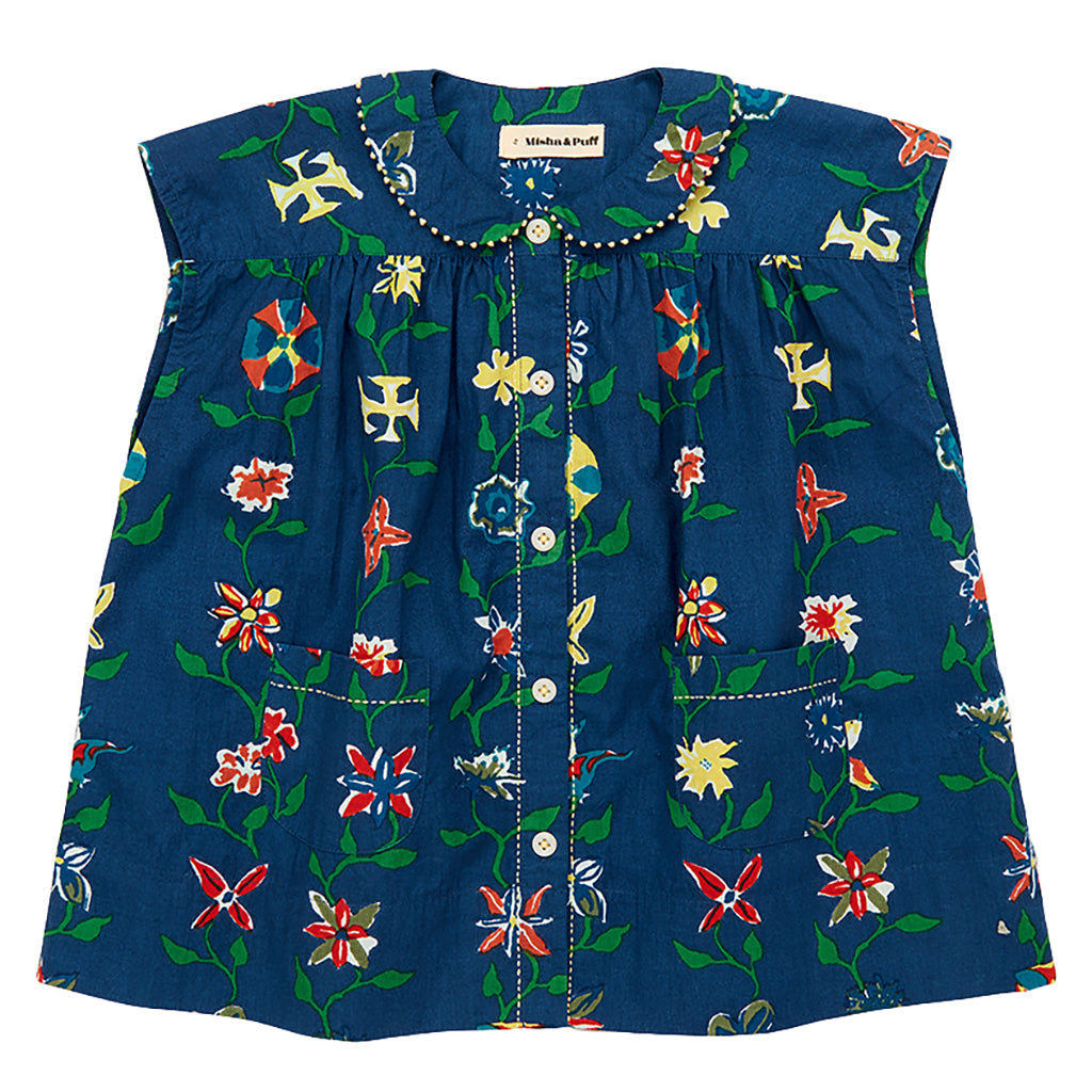 Misha & Puff Baby Nanna Tunic Shirt Celestial Blue Botanica