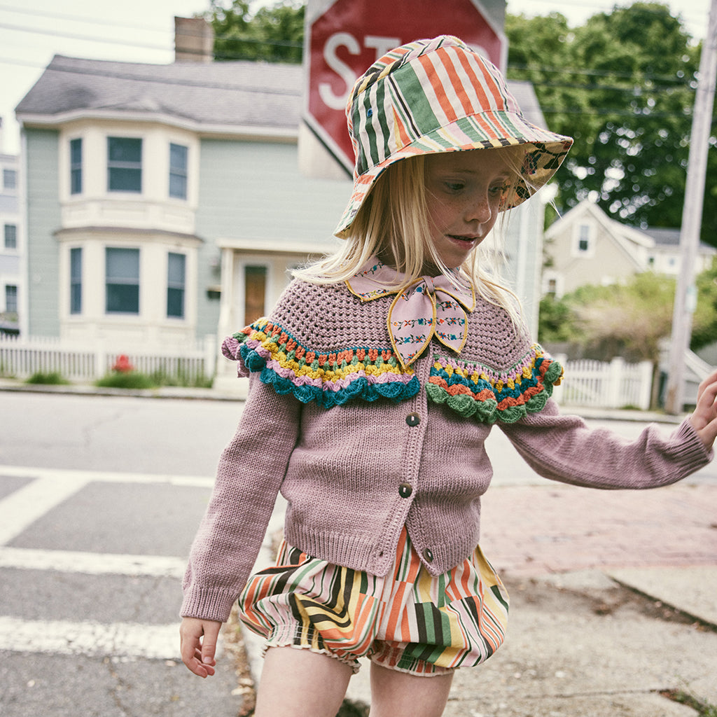 Misha & Puff Child Crochet Joya Cardigan Plum Petal Purple