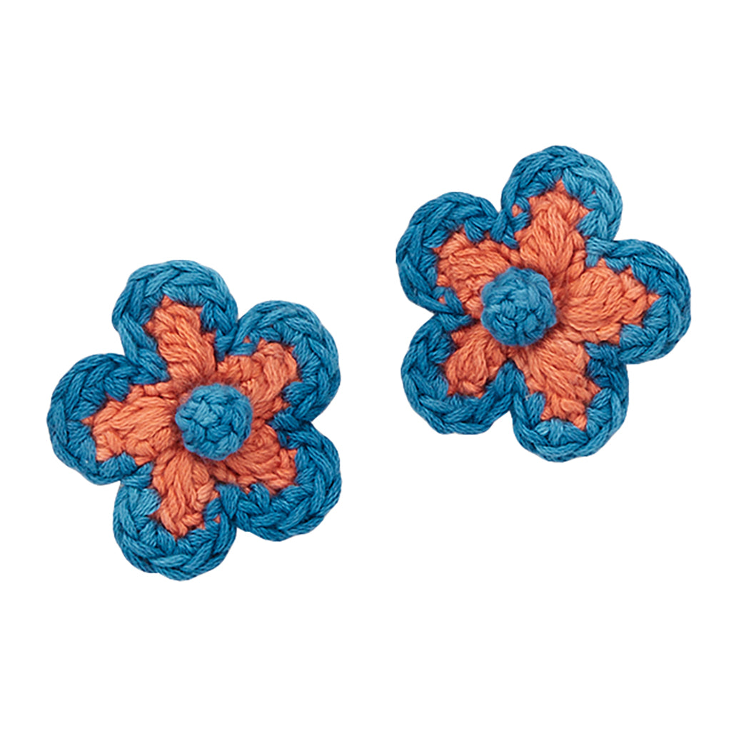 Misha & Puff Child Set Of Two Medium Flower Clips Gamberetto Orange