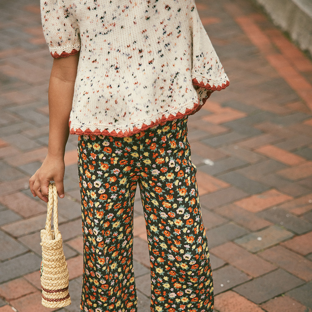 Misha & Puff Child Crochet Trim Puff Shirt Cream Picnic Confetti