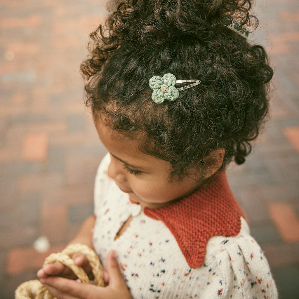 Misha & Puff Child Crochet Trim Puff Shirt Cream Picnic Confetti