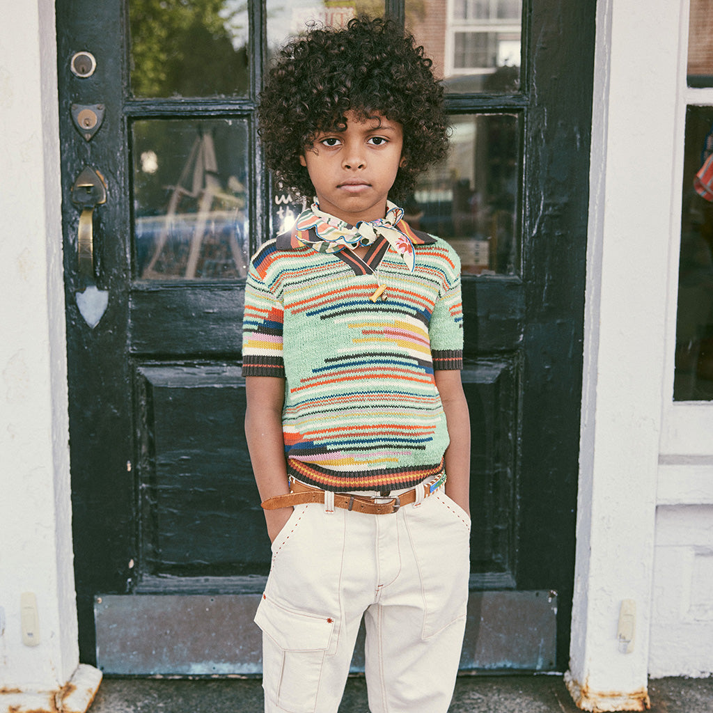 Misha & Puff Child Tapestry Francis T-shirt Peapod Green