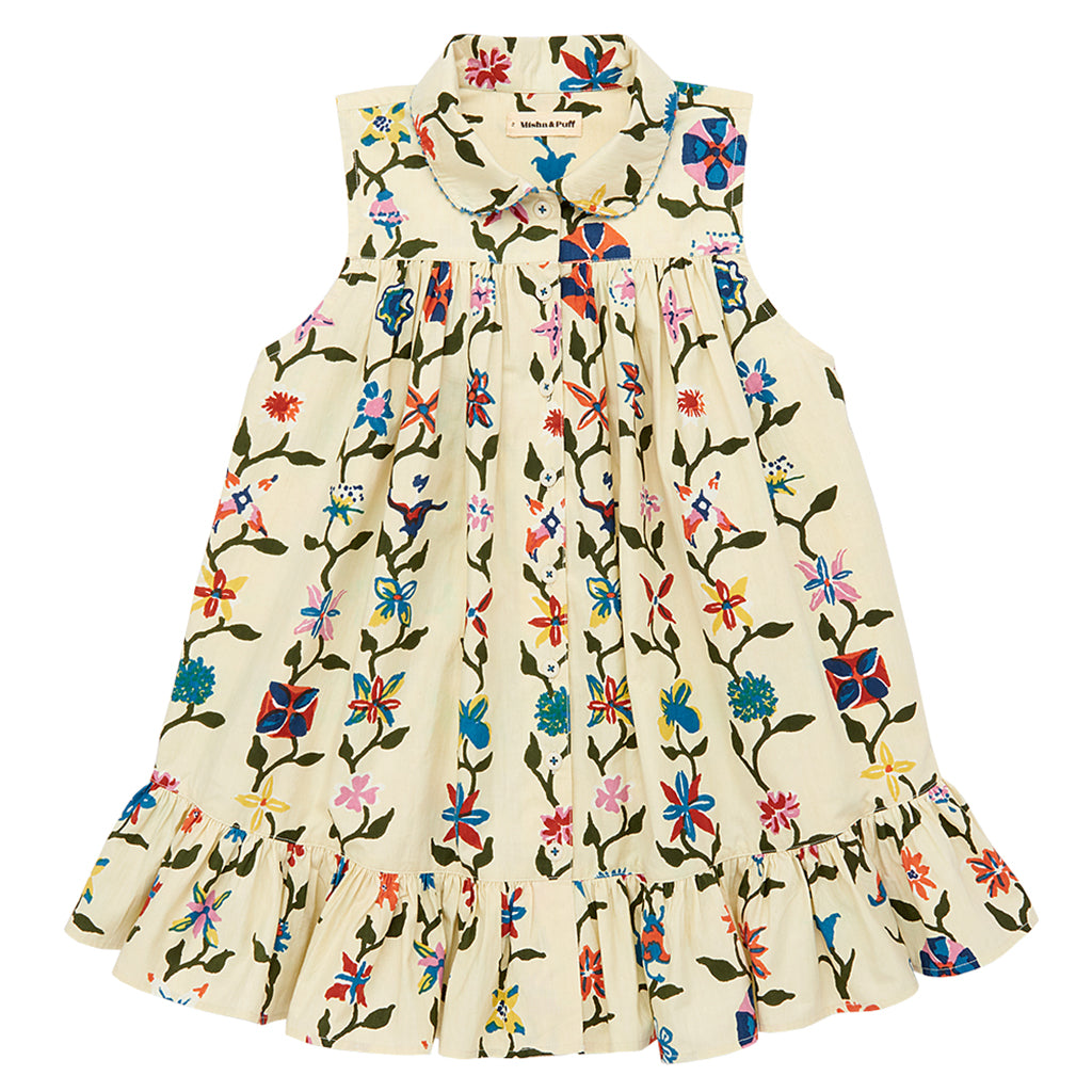 Misha &amp; Puff Child Yelena Dress Alabaster Cream Botanica