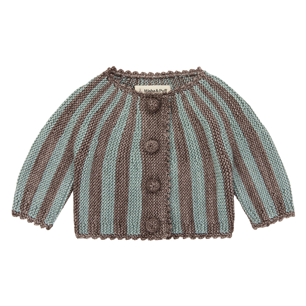 Misha &amp; Puff Baby Circus Stripe Cardigan Mink Brown