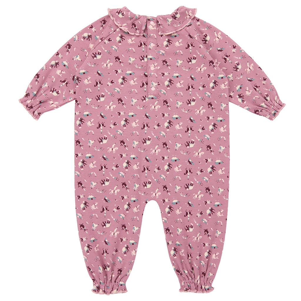 Misha & Puff Baby Pierrot Jumpsuit Antique Rose Pink Circus Print