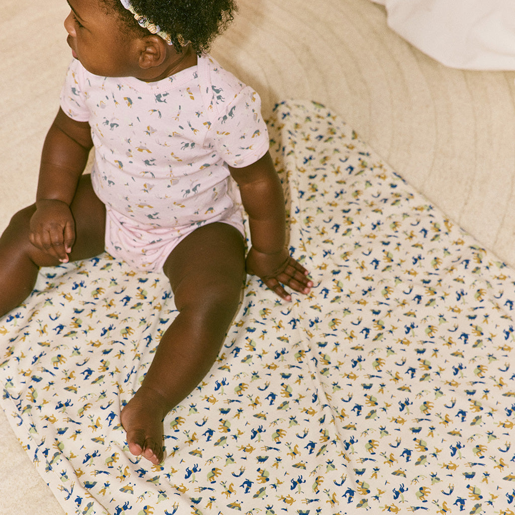 Misha & Puff Baby Blanket Marzipan Cream Circus Print