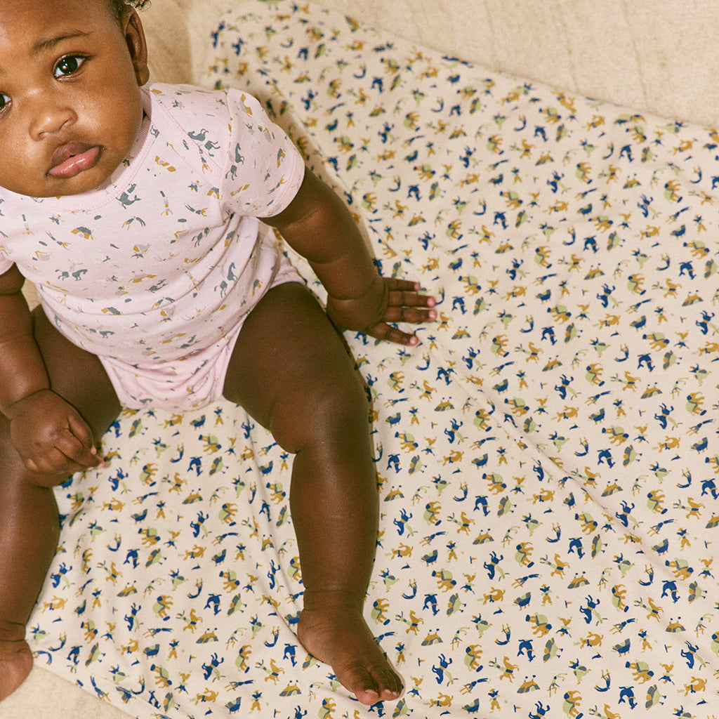 Misha & Puff Baby Blanket Marzipan Cream Circus Print