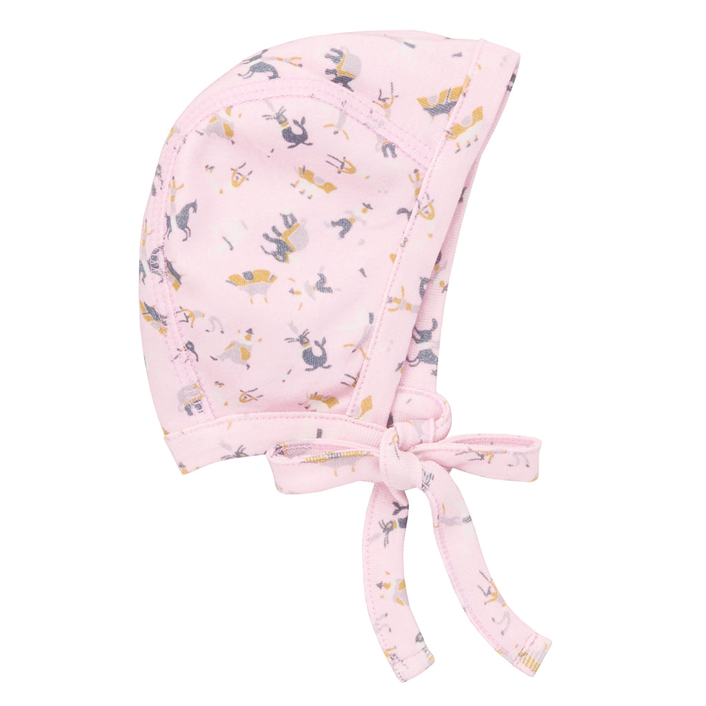 Misha &amp; Puff Baby Bonnet Aura Pink Circus Print