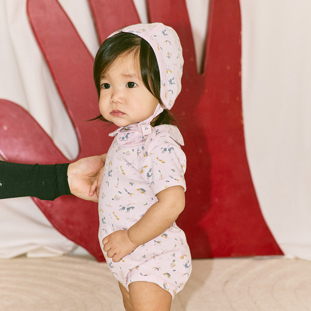 Misha & Puff Baby Bonnet Aura Pink Circus Print