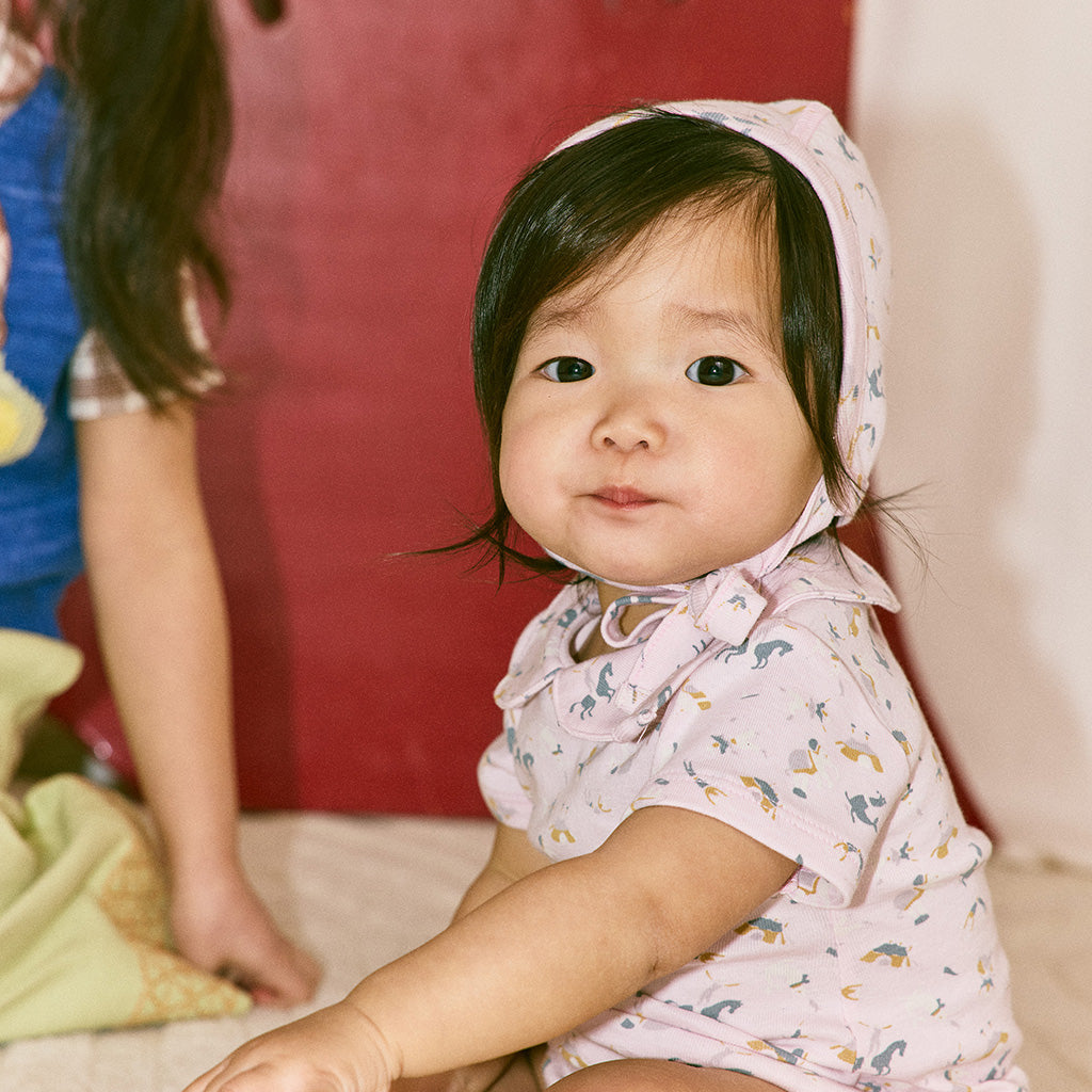 Misha & Puff Baby Bonnet Aura Pink Circus Print