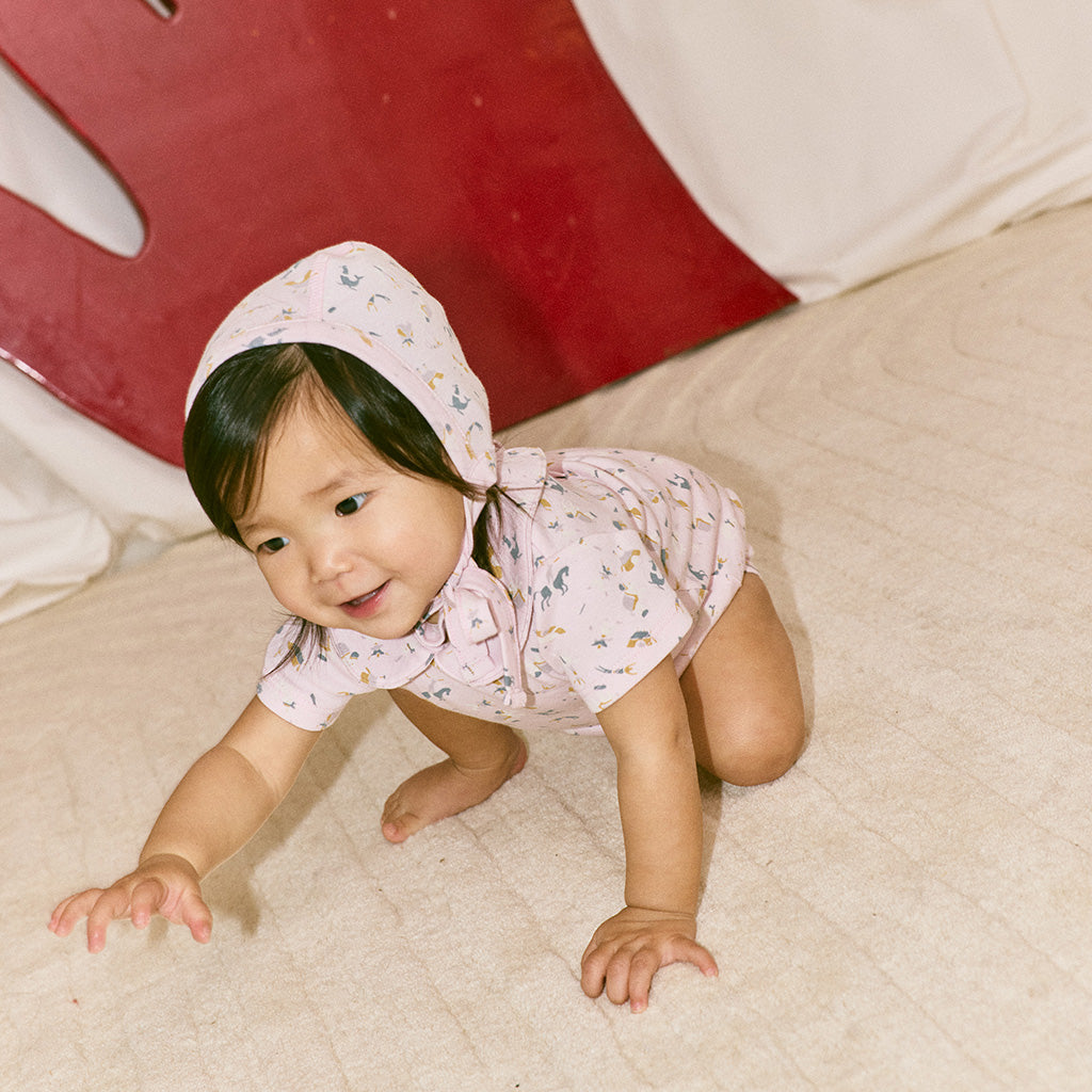 Misha & Puff Baby Bonnet Aura Pink Circus Print