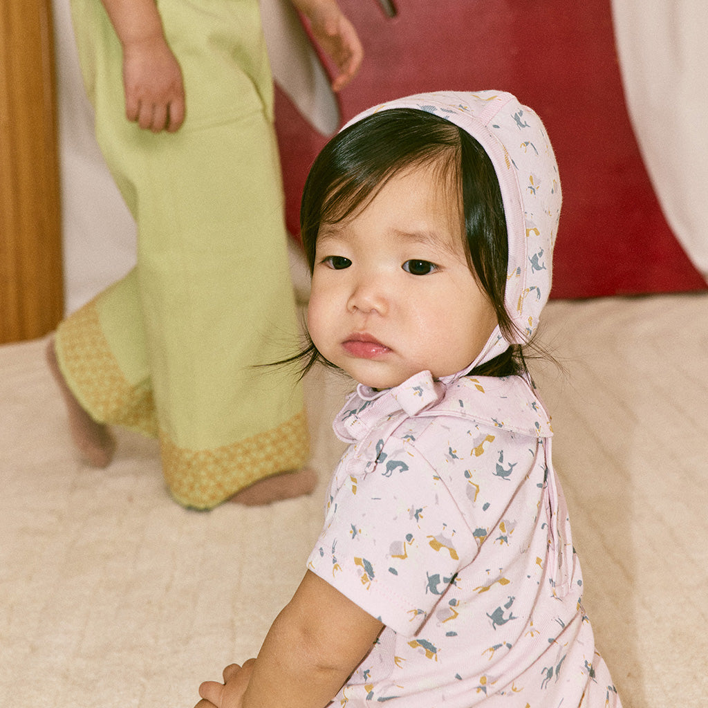 Misha & Puff Baby Bonnet Aura Pink Circus Print