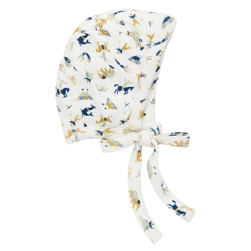 Misha &amp; Puff Baby Bonnet Marzipan Cream Circus Print