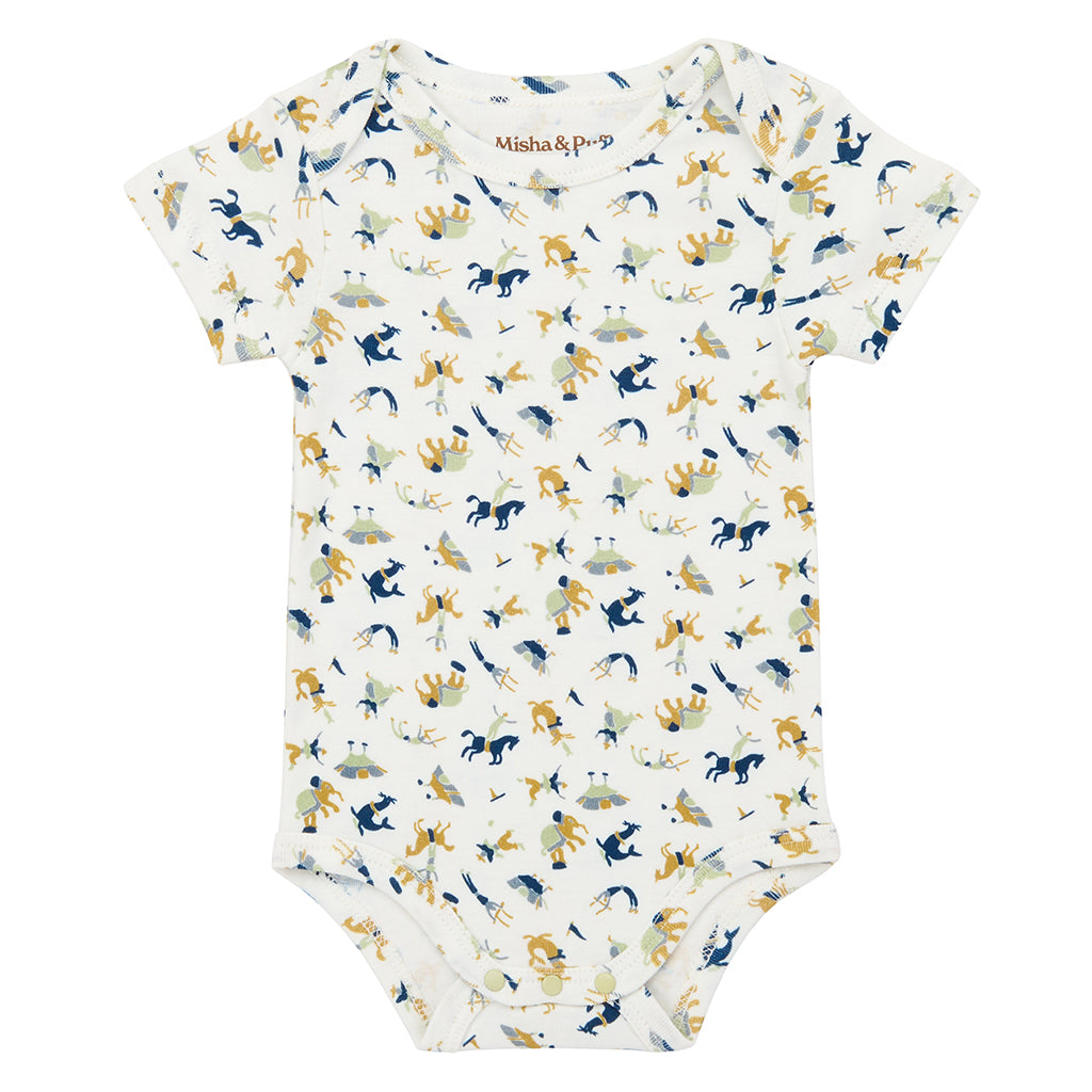 Misha &amp; Puff Baby Lap Bodysuit Marzipan Cream Circus Print