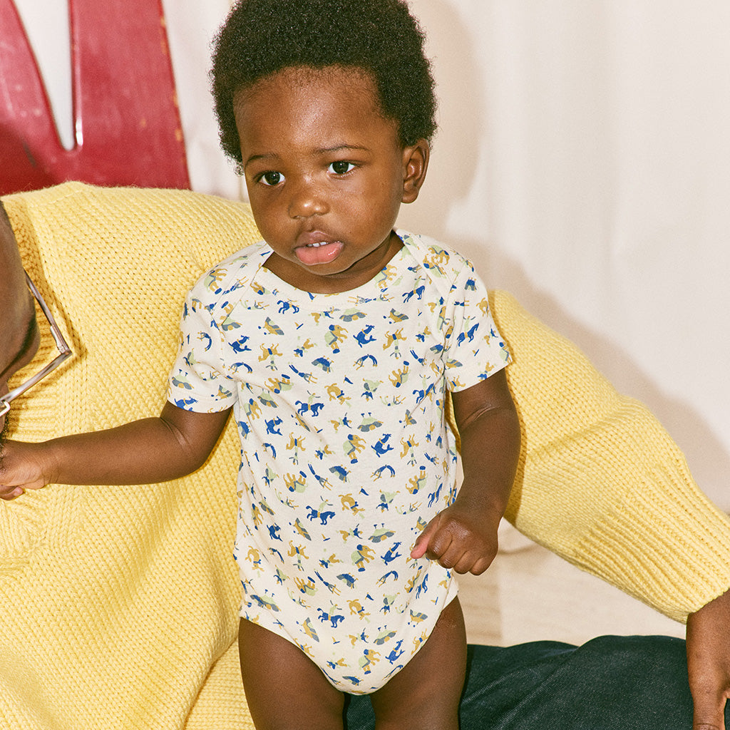 Misha & Puff Baby Lap Bodysuit Marzipan Cream Circus Print