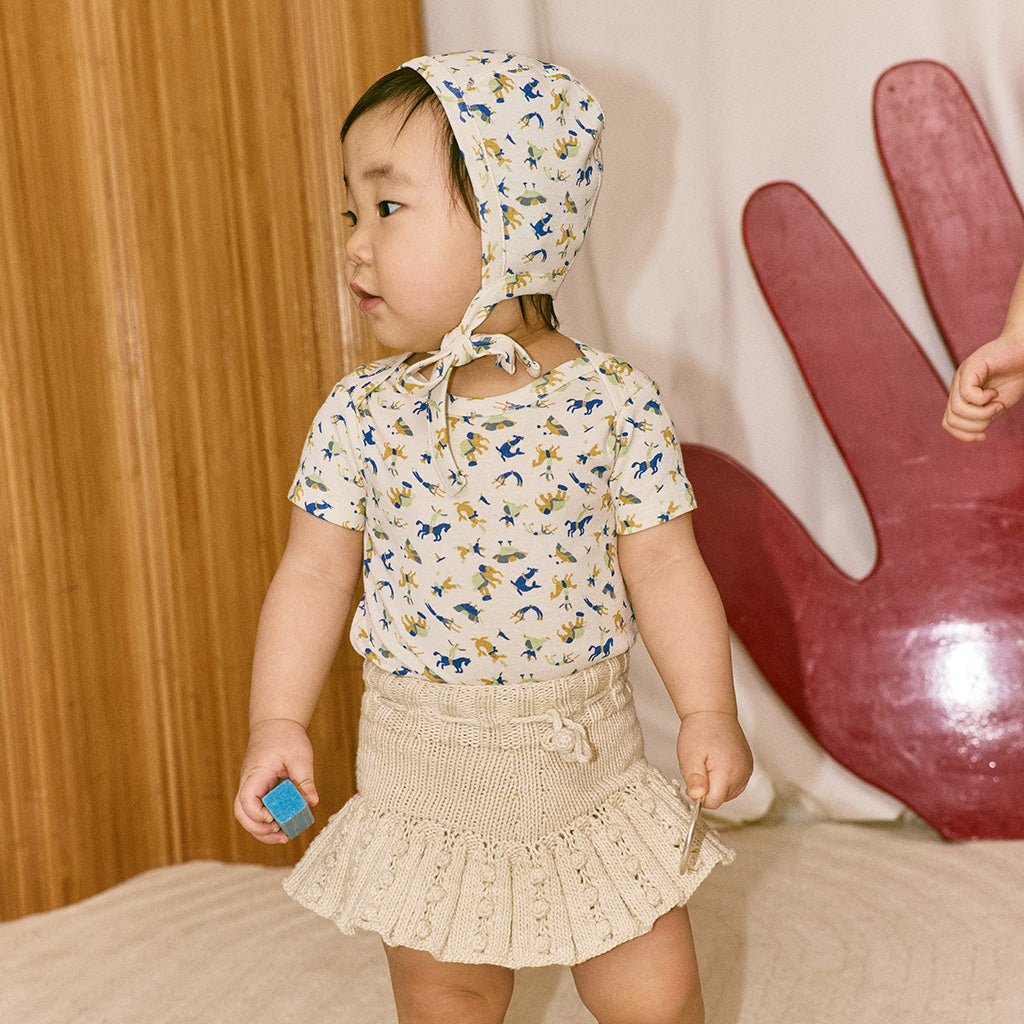 Misha & Puff Baby Lap Bodysuit Marzipan Cream Circus Print