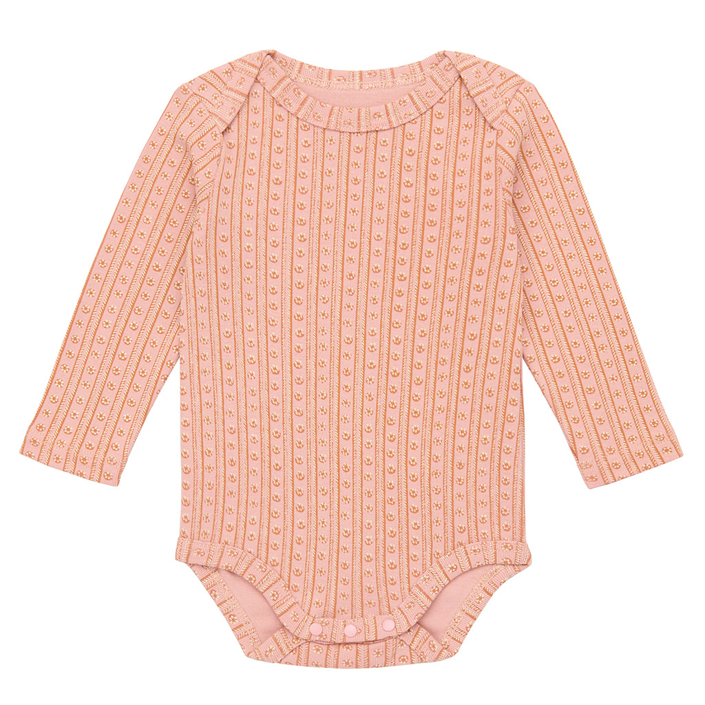 Misha & Puff Baby Lap Bodysuit Rosette Pink Little House Floral Print