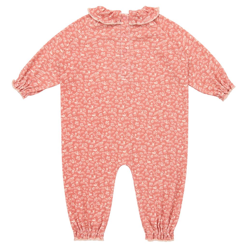 Misha & Puff Baby Pierrot Jumpsuit Rosewood Pink Bunny Meadow Print
