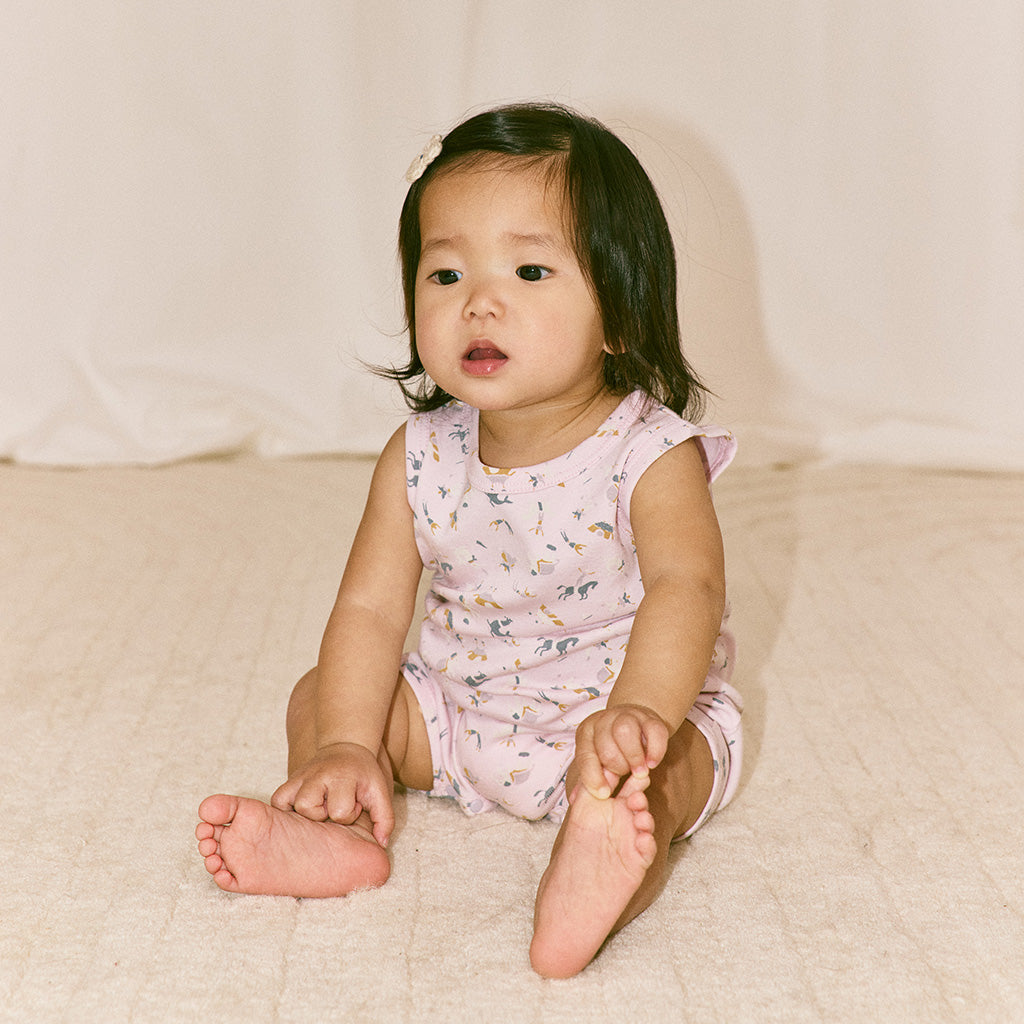 Misha & Puff Baby Tank Romper Aura Pink Circus Print