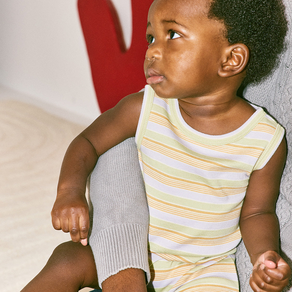 Misha & Puff Baby Tank Romper Mist Avenue Multicolour Stripes