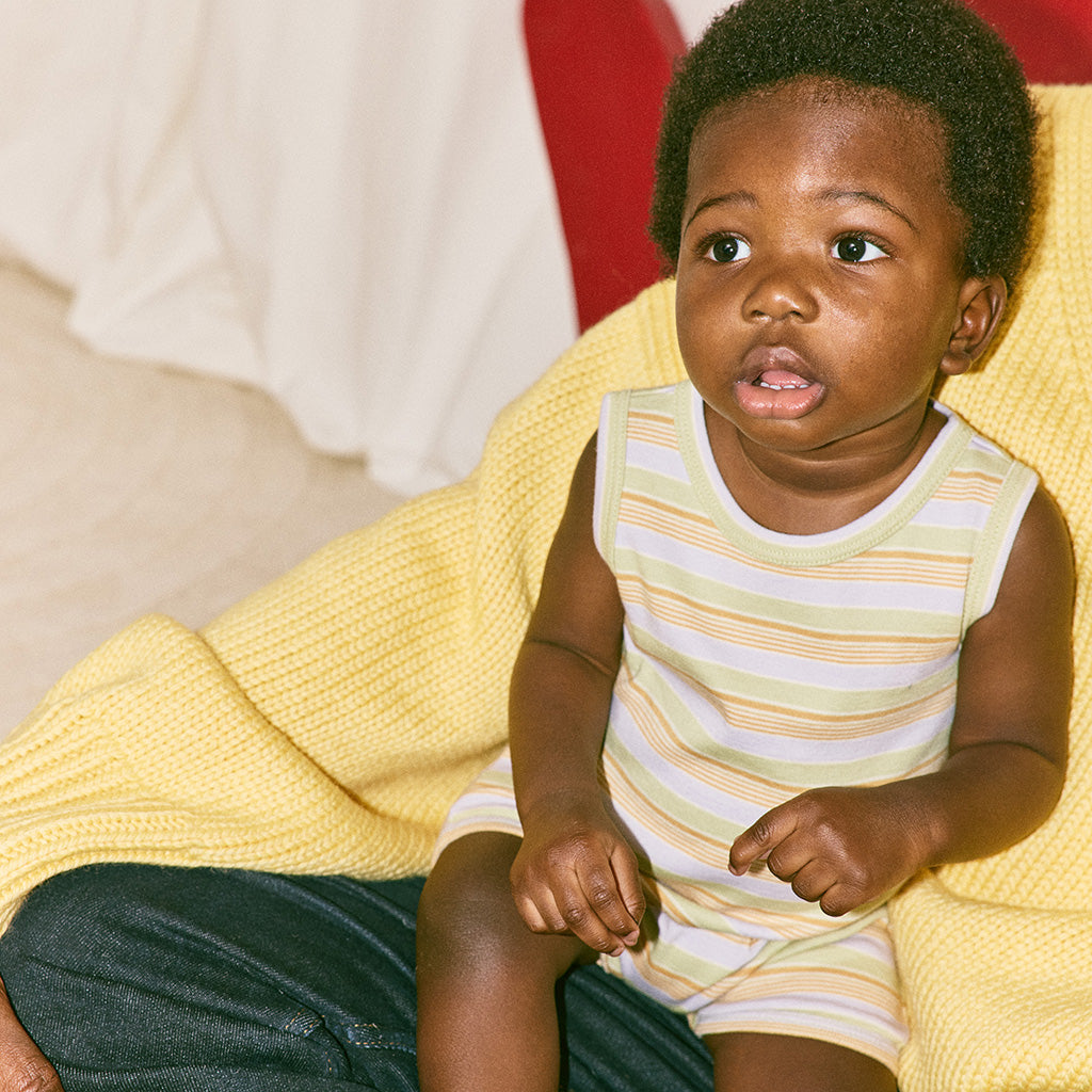 Misha & Puff Baby Tank Romper Mist Avenue Multicolour Stripes