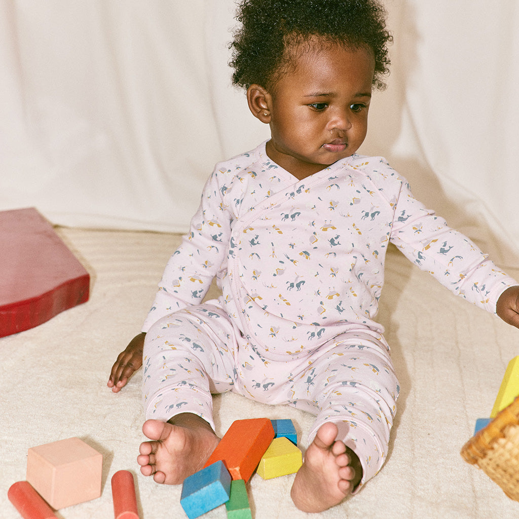 Misha & Puff Baby Two Piece Wrap Set Aura Pink Circus Print