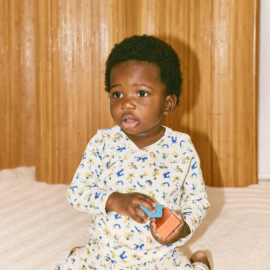 Misha & Puff Baby Two Piece Wrap Set Marzipan Cream Circus Print