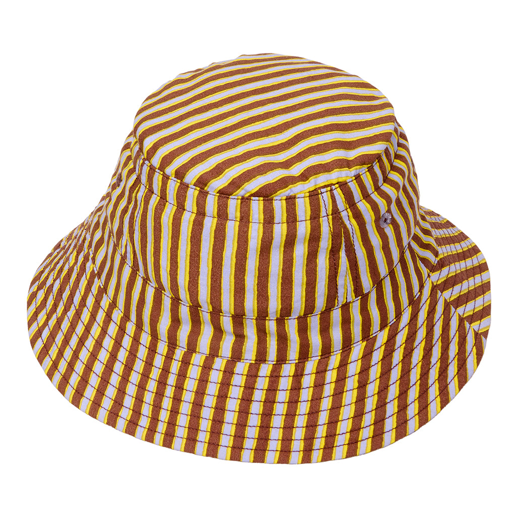 Misha &amp; Puff Child Bucket Hat Cola Brown Painterly Stripes