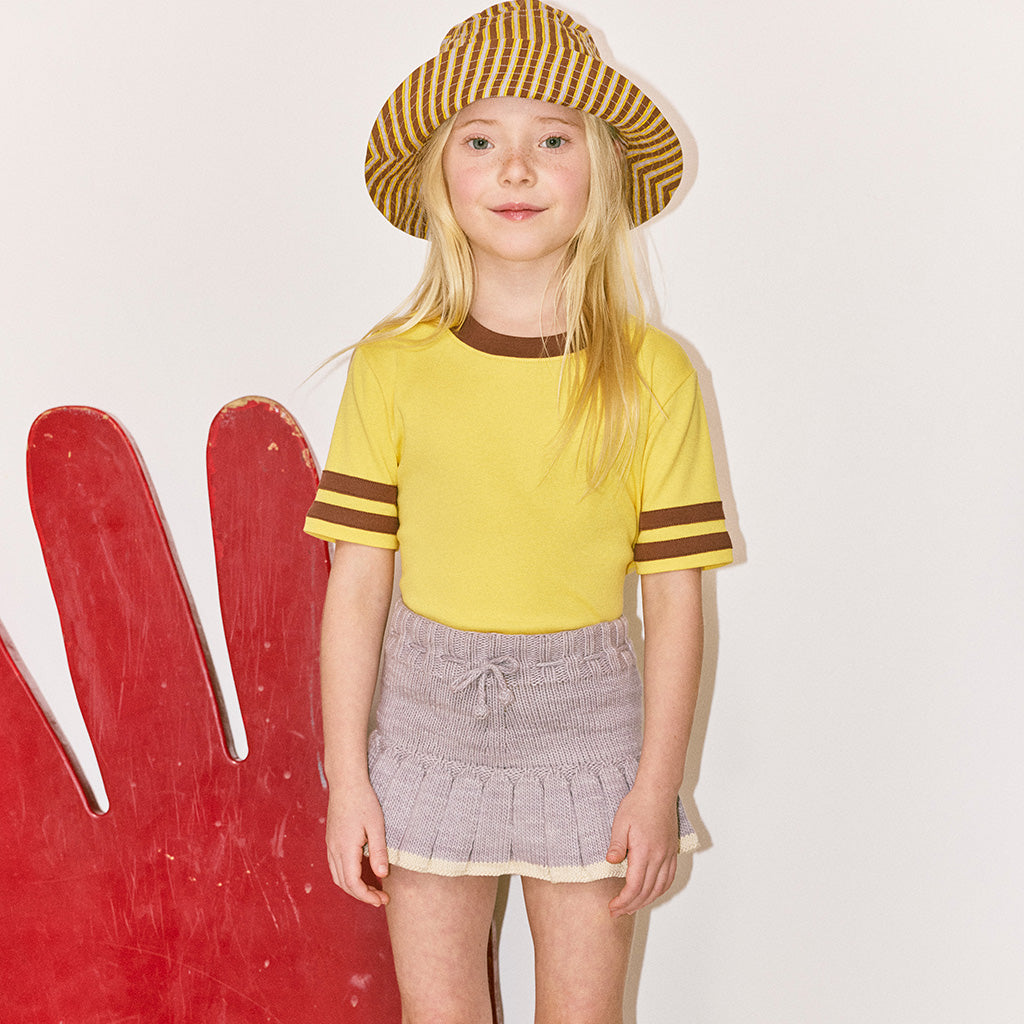 Misha & Puff Child Bucket Hat Cola Brown Painterly Stripes