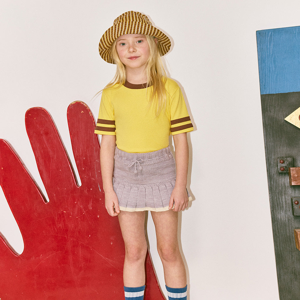 Misha & Puff Child Bucket Hat Cola Brown Painterly Stripes