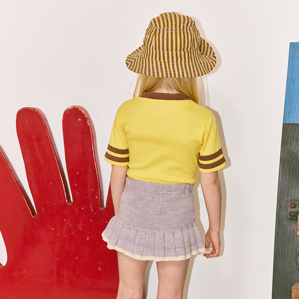 Misha & Puff Child Bucket Hat Cola Brown Painterly Stripes