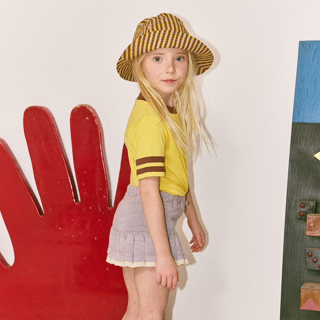 Misha & Puff Child Bucket Hat Cola Brown Painterly Stripes