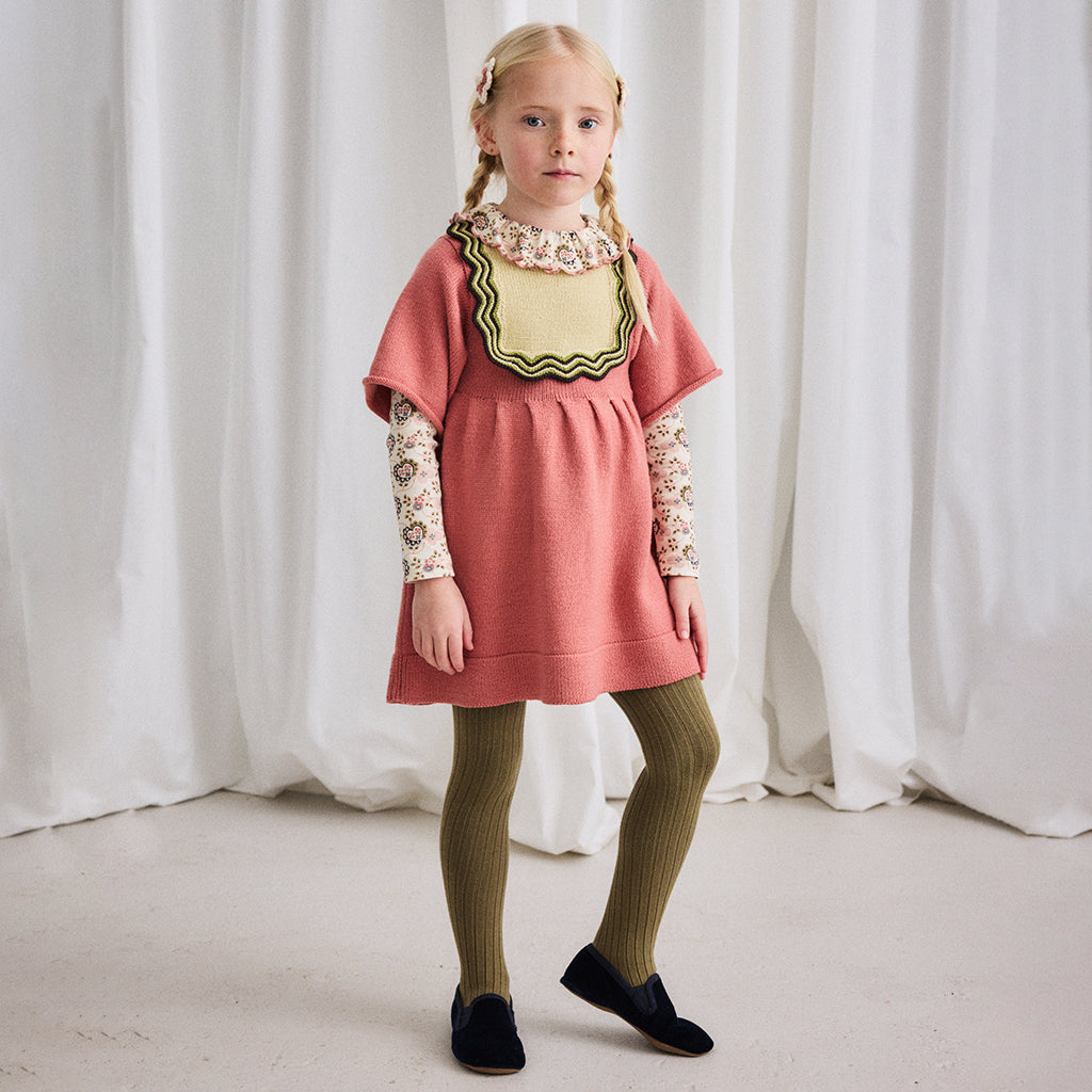 Misha & Puff Child Chevron Bib Dress Rosewood Pink