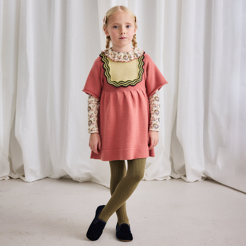 Misha & Puff Child Chevron Bib Dress Rosewood Pink