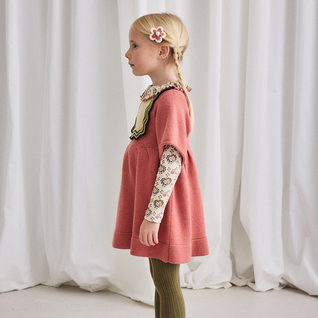 Misha & Puff Child Chevron Bib Dress Rosewood Pink