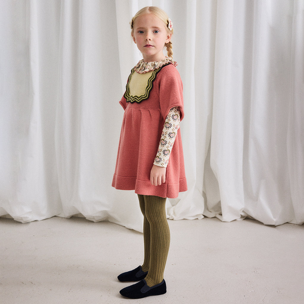 Misha & Puff Child Chevron Bib Dress Rosewood Pink