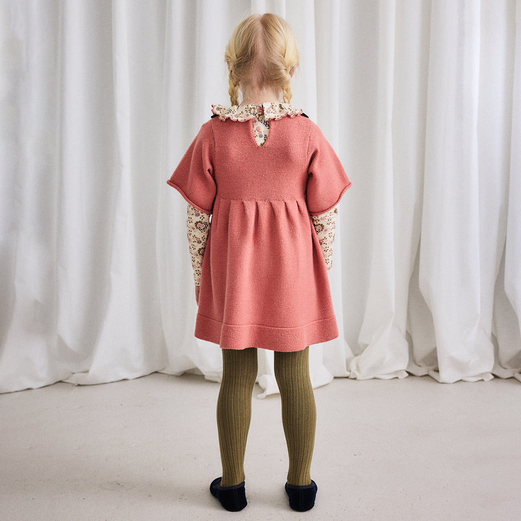 Misha & Puff Child Chevron Bib Dress Rosewood Pink