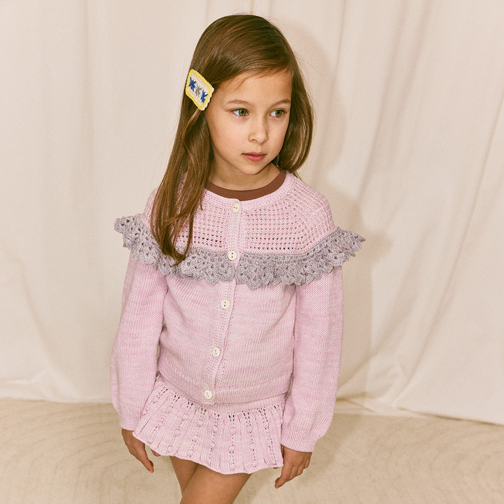 Misha & Puff Child Crochet Joya Cardigan Aura Pink