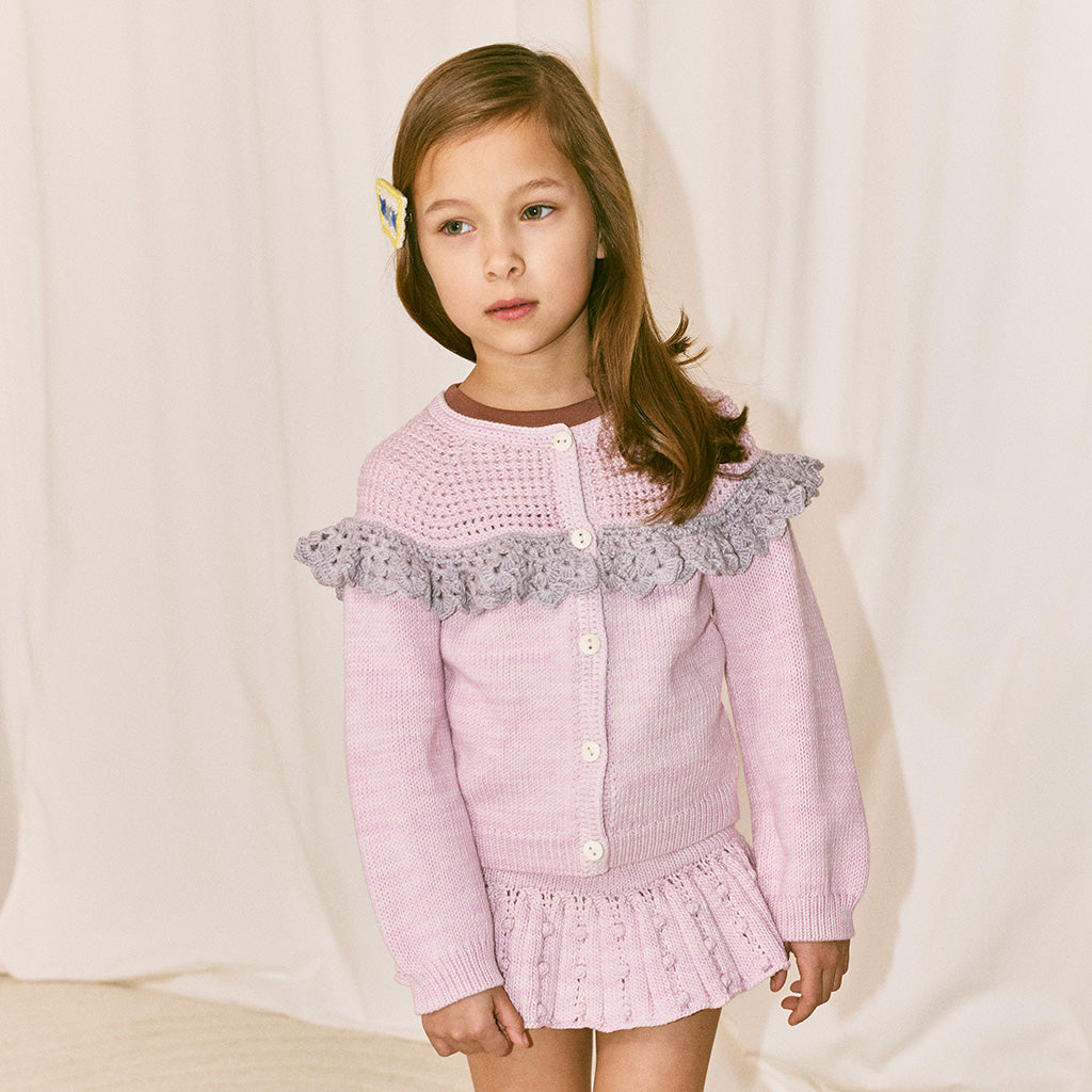 Misha & Puff Child Crochet Joya Cardigan Aura Pink