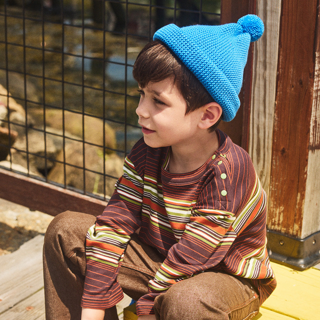 Misha & Puff Child Garter Hat Cerulean Blue