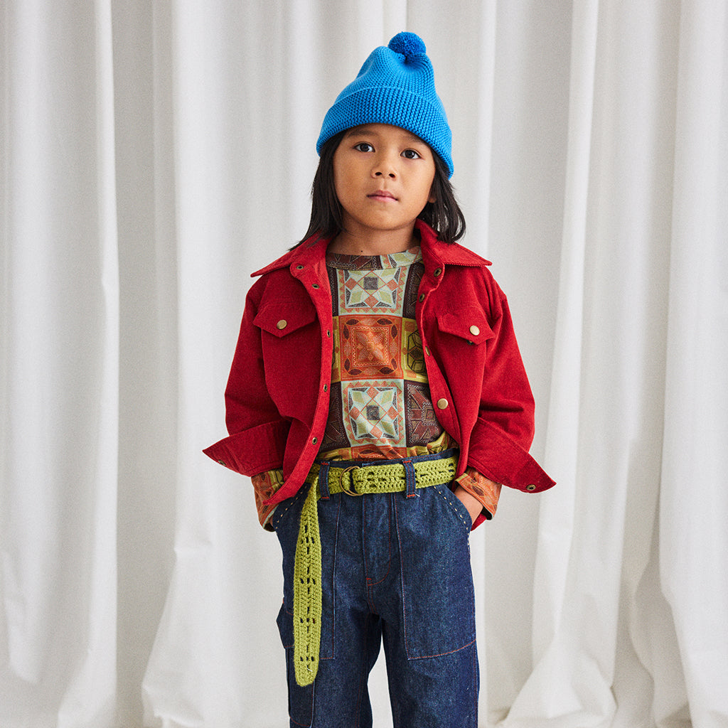 Misha & Puff Child Garter Hat Cerulean Blue