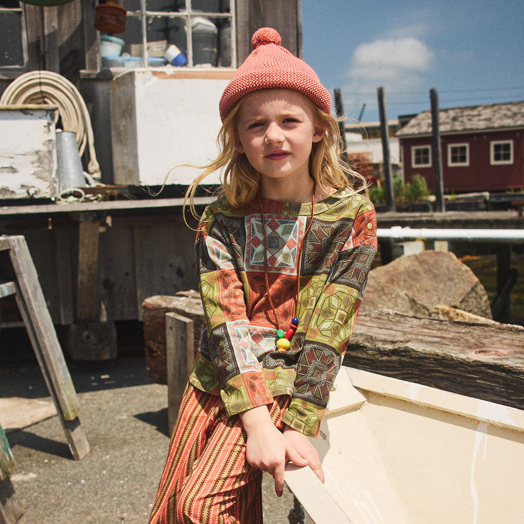 Misha & Puff Child Garter Hat Rosewood Pink