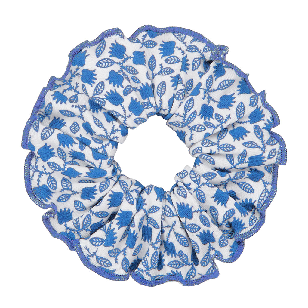 Misha &amp; Puff Child Hair Scrunchie Blue Ribbon Lisse Fields Print