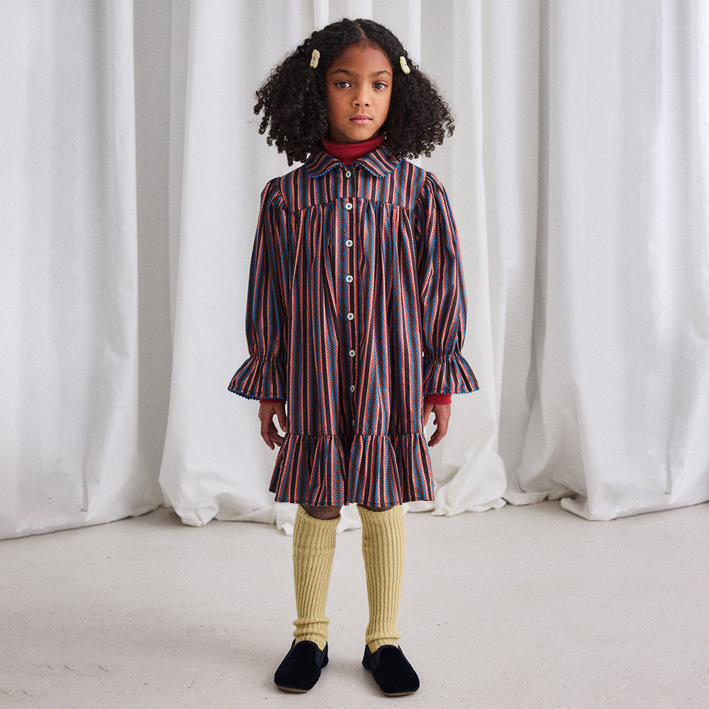 Misha & Puff Child Ingrid Dress Multicolour Raisin Vaquero Stripes