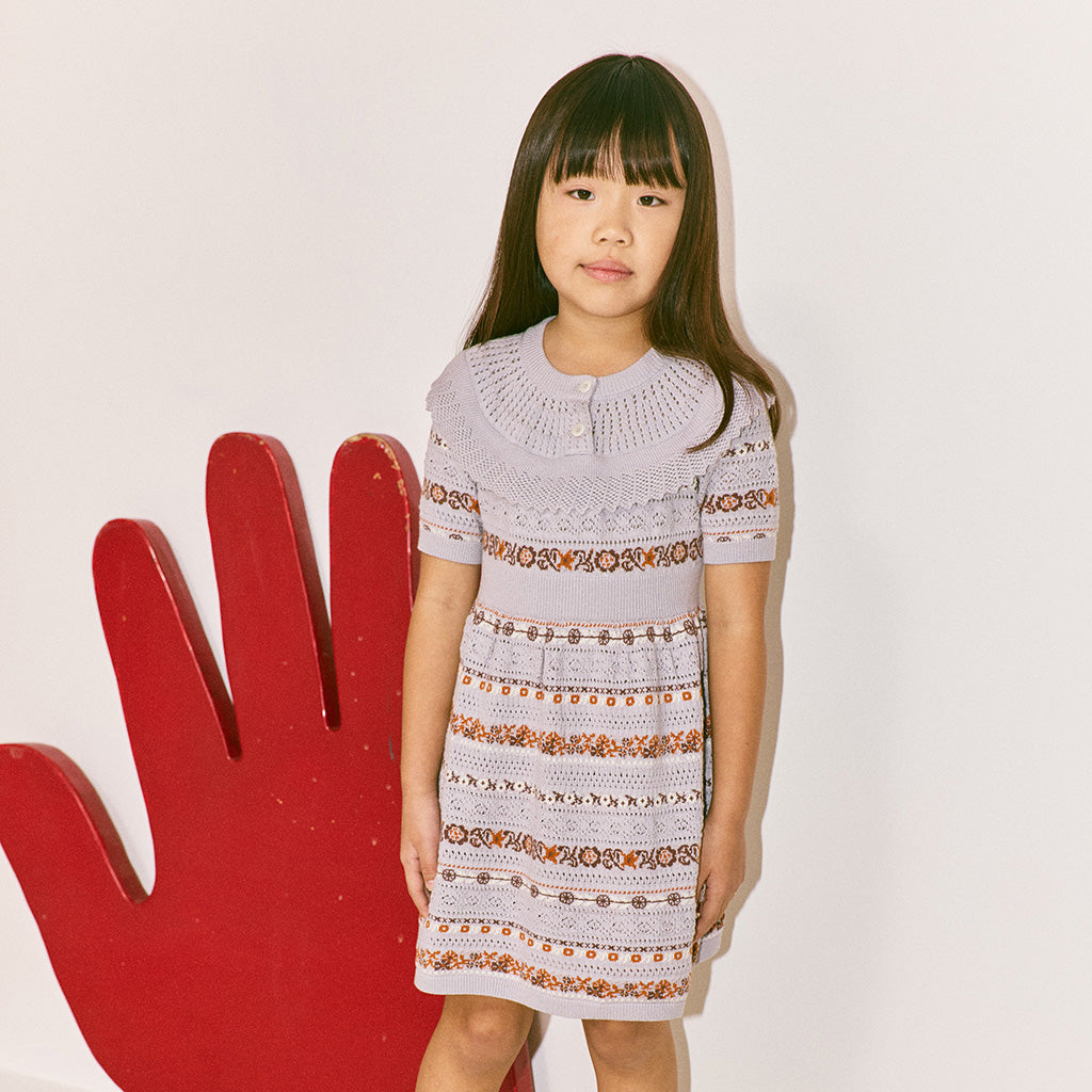 Misha & Puff Child Nadia Dress Mist Purple Eyelet Ribbon