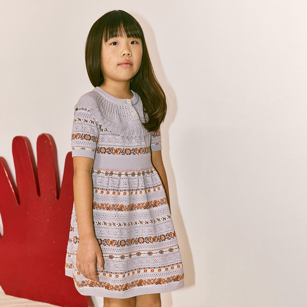 Misha & Puff Child Nadia Dress Mist Purple Eyelet Ribbon
