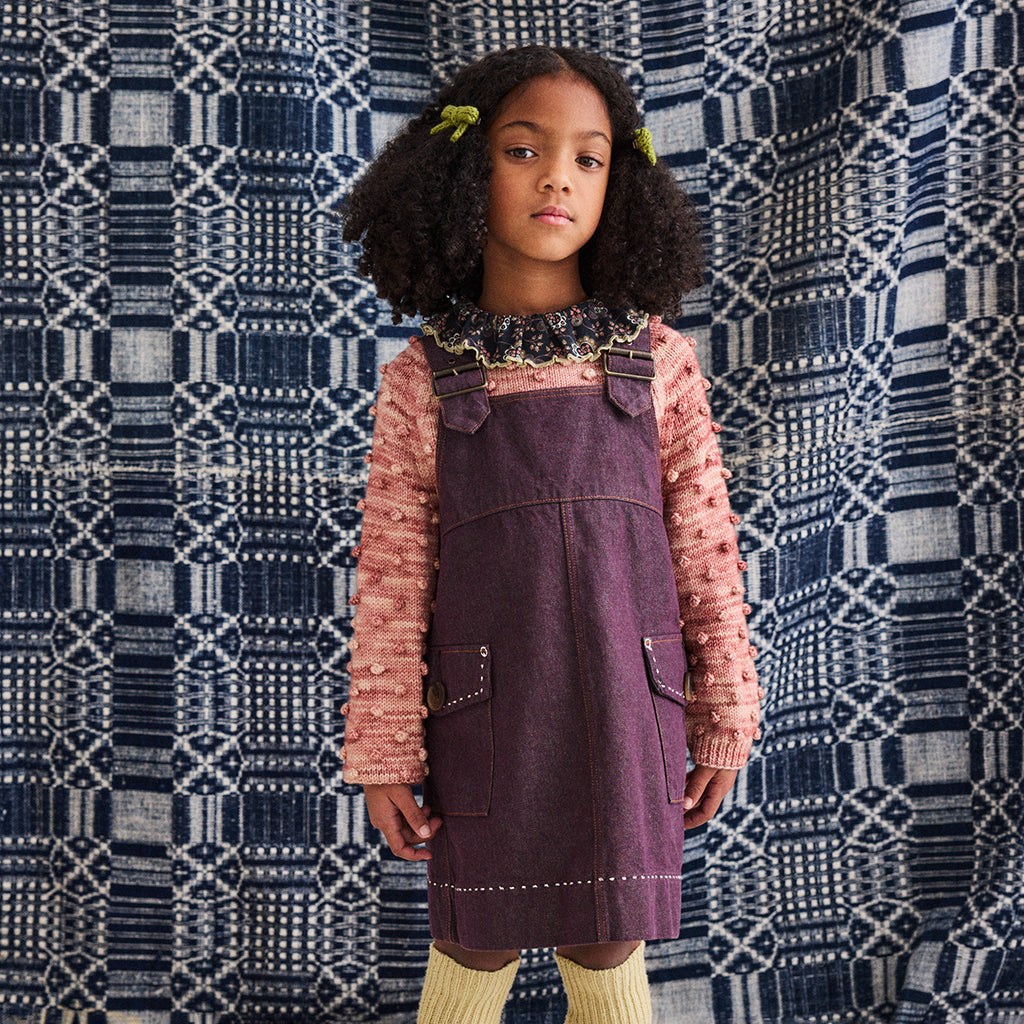 Misha & Puff Child Popcorn Sweater Prairie Rose Pink