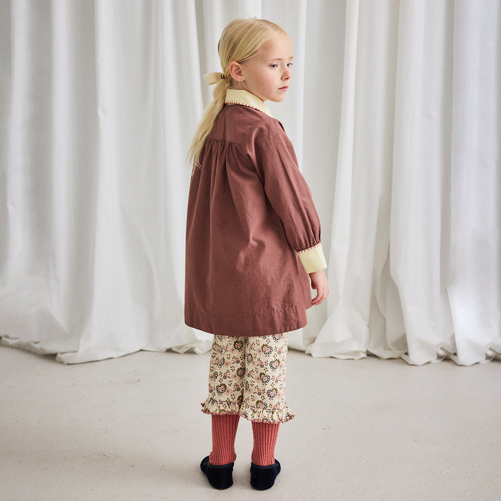 Misha & Puff Child Ruffle Pedal Pusher Pants Sugar Cream Calico Hearts Print