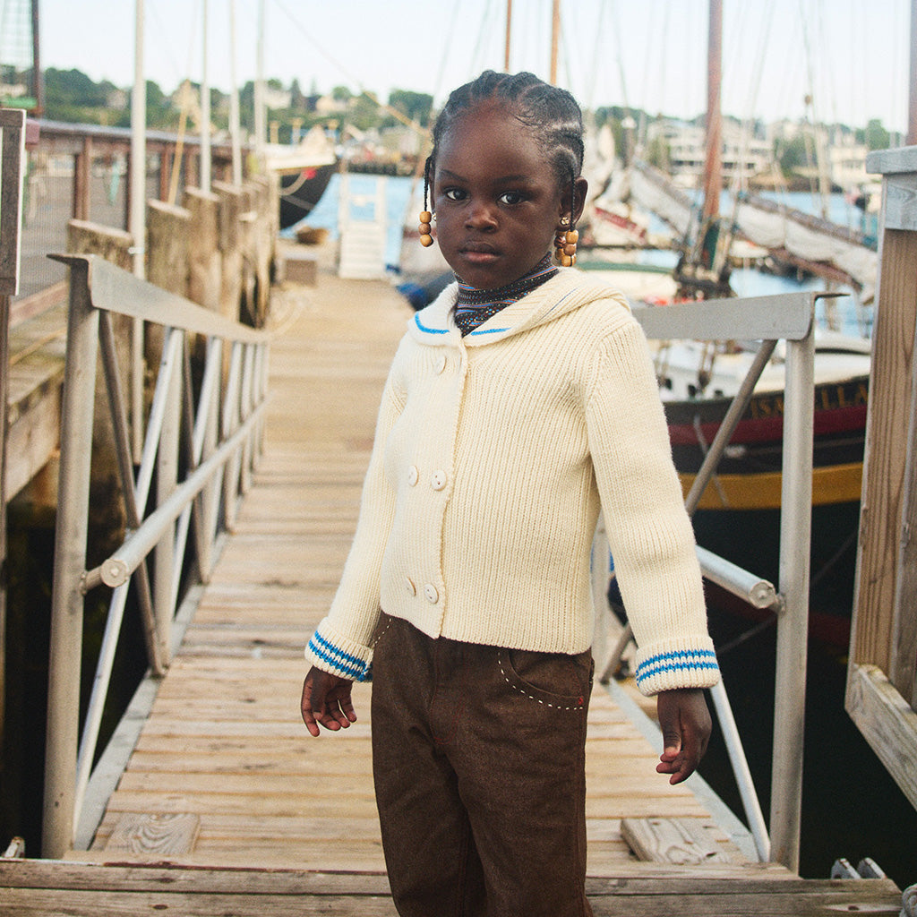 Misha & Puff Child Sailor Rib Cardigan Sugar Cream